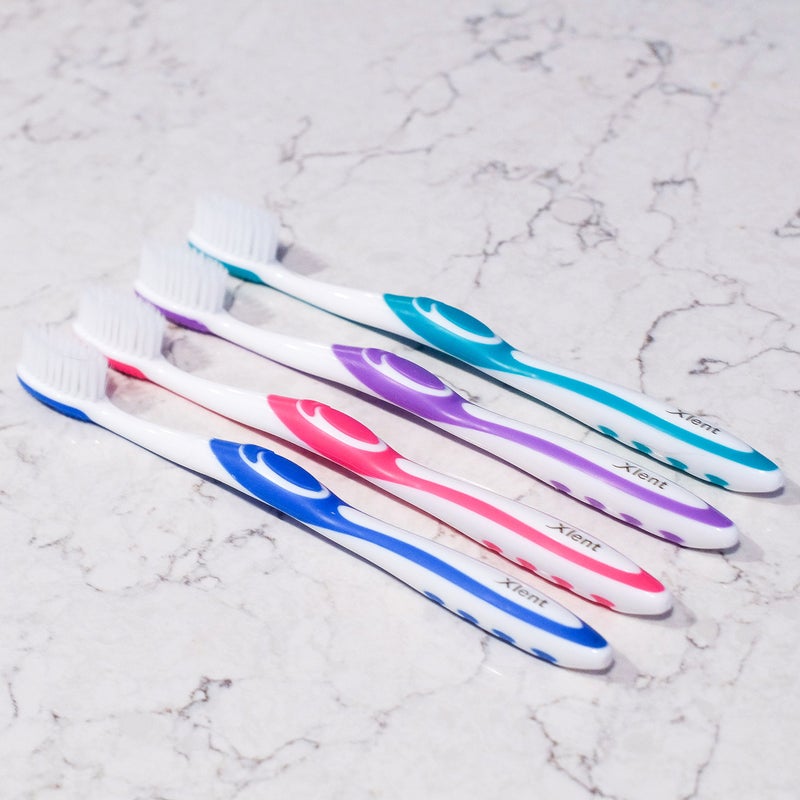Xlent Super Soft, Tapered Bristle Toothbrush with Tongue Cleaner Assorted Colors - (4 Count) - Image 3
